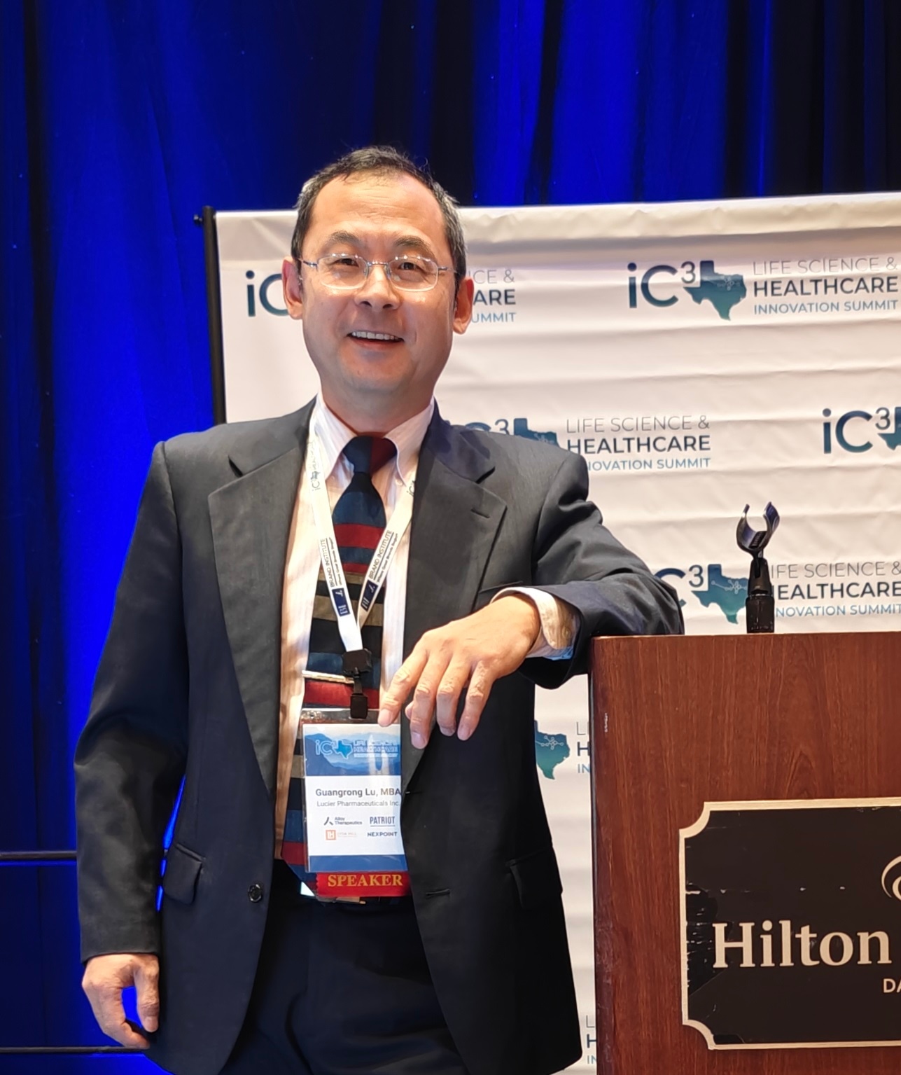 Dr. Guangrong Lu at the BioNTX iC3 Life Science & Healthcare Innovation Summit.
