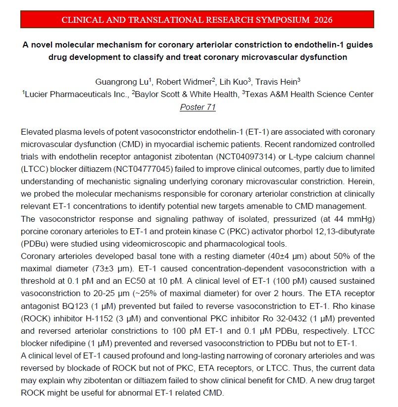 Lucier's abstract presented at the 2026 Clinical and Translational Research Symposium.